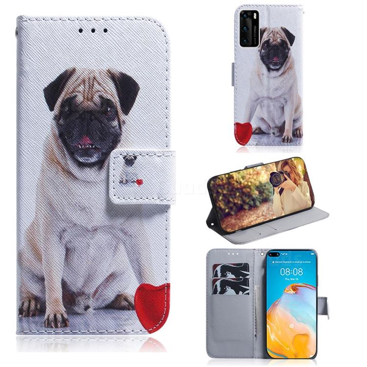 Pug Dog PU Leather Wallet Case for Huawei P40