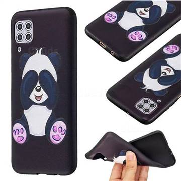 Lovely Panda 3D Embossed Relief Black Soft Back Cover for Huawei P40 Lite