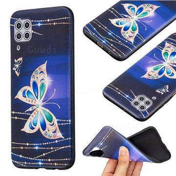 Golden Shining Butterfly 3D Embossed Relief Black Soft Back Cover for Huawei P40 Lite