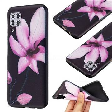 Lotus Flower 3D Embossed Relief Black Soft Back Cover for Huawei P40 Lite