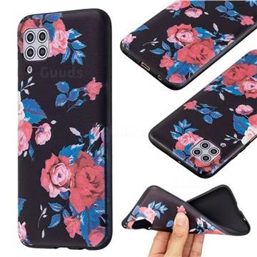 Safflower 3D Embossed Relief Black Soft Back Cover for Huawei P40 Lite