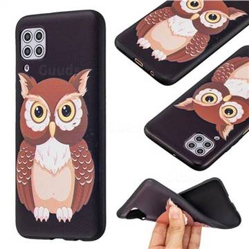 Big Owl 3D Embossed Relief Black Soft Back Cover for Huawei P40 Lite