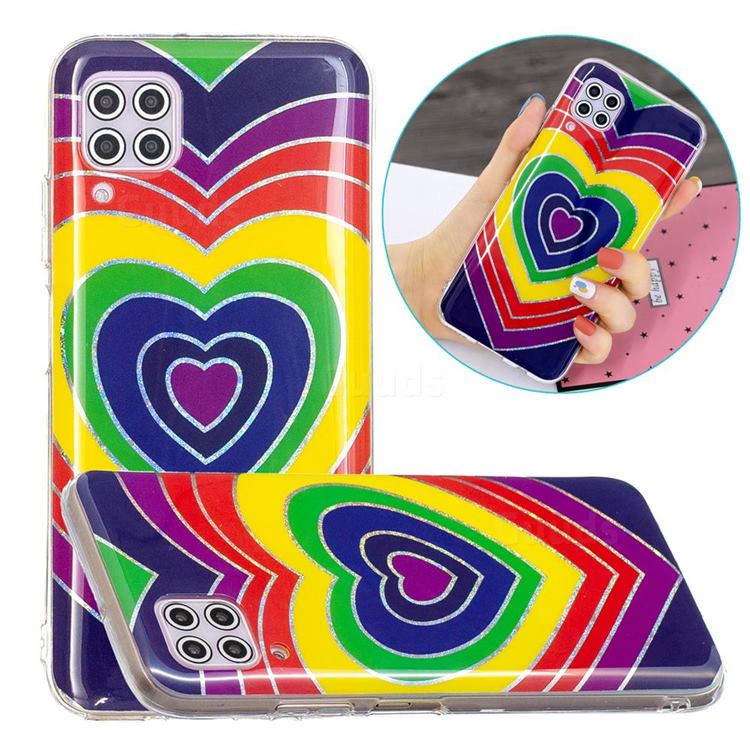 Rainbow Heart Painted Galvanized Electroplating Soft Phone Case Cover for Huawei P40 Lite