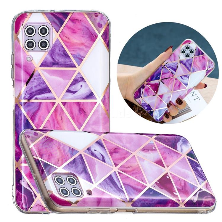 Purple Dream Triangle Painted Marble Electroplating Protective Case for Huawei P40 Lite