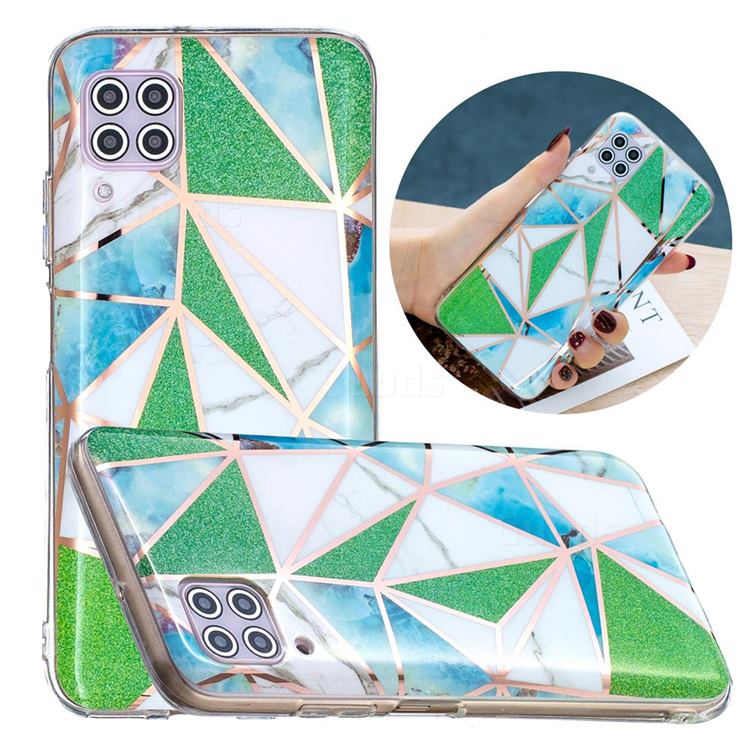 Green Triangle Painted Marble Electroplating Protective Case for Huawei P40 Lite
