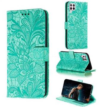 Intricate Embossing Lace Jasmine Flower Leather Wallet Case for Huawei P40 Lite - Green