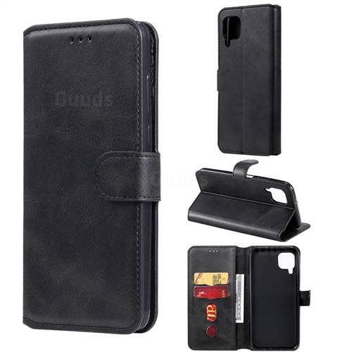Retro Calf Matte Leather Wallet Phone Case for Huawei P40 Lite - Black