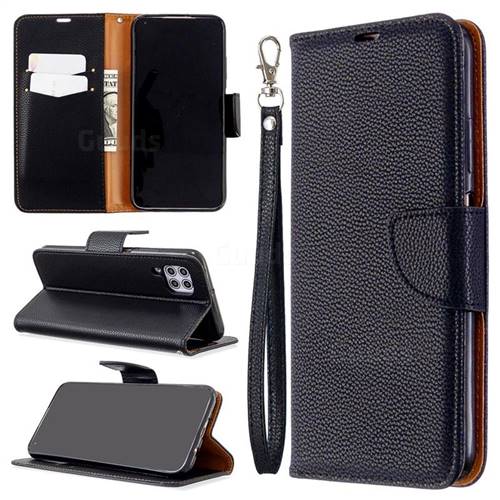 Classic Luxury Litchi Leather Phone Wallet Case for Huawei P40 Lite - Black