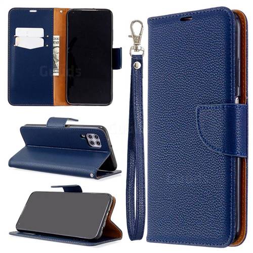 Classic Luxury Litchi Leather Phone Wallet Case for Huawei P40 Lite - Blue