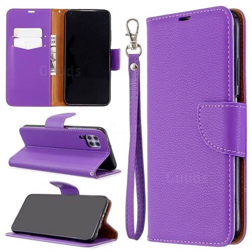 Classic Luxury Litchi Leather Phone Wallet Case for Huawei P40 Lite - Purple