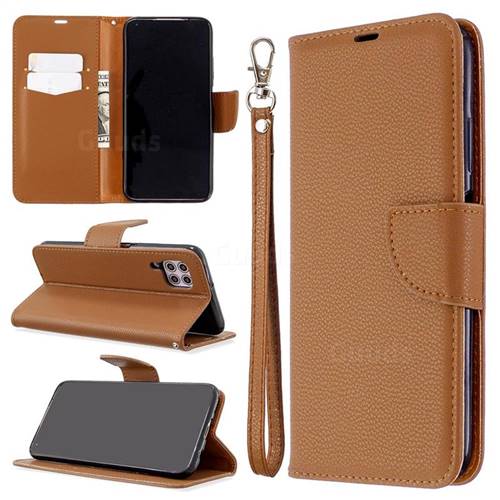 Classic Luxury Litchi Leather Phone Wallet Case for Huawei P40 Lite - Brown