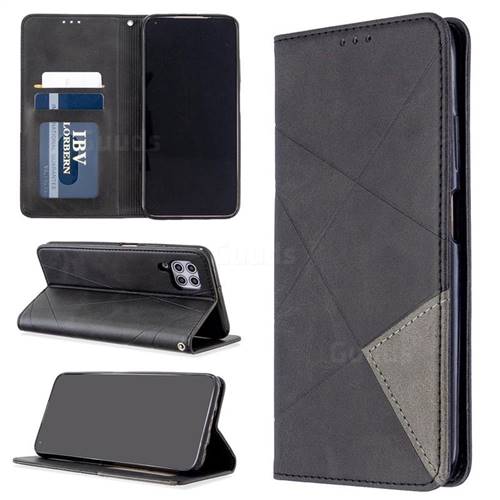 Prismatic Slim Magnetic Sucking Stitching Wallet Flip Cover for Huawei P40 Lite - Black