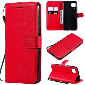 Retro Greek Classic Smooth PU Leather Wallet Phone Case for Huawei P40 Lite - Red