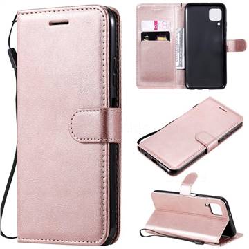 Retro Greek Classic Smooth PU Leather Wallet Phone Case for Huawei P40 Lite - Rose Gold