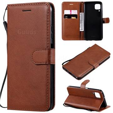 Retro Greek Classic Smooth PU Leather Wallet Phone Case for Huawei P40 Lite - Brown