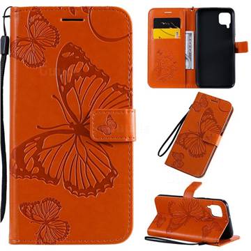 Embossing 3D Butterfly Leather Wallet Case for Huawei P40 Lite - Orange