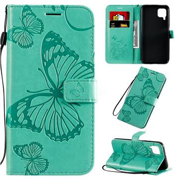 Embossing 3D Butterfly Leather Wallet Case for Huawei P40 Lite - Green