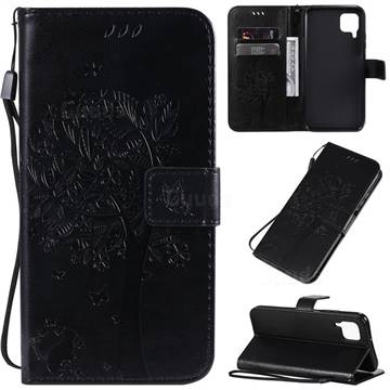 Embossing Butterfly Tree Leather Wallet Case for Huawei P40 Lite - Black