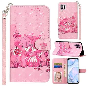 Pink Bear 3D Leather Phone Holster Wallet Case for Huawei P40 Lite