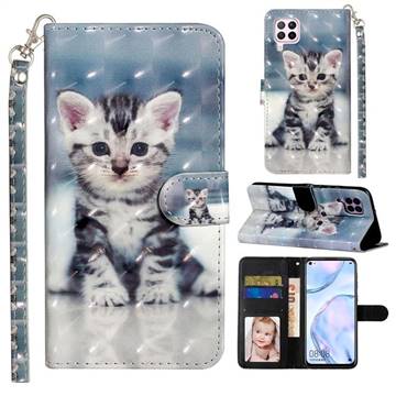 Kitten Cat 3D Leather Phone Holster Wallet Case for Huawei P40 Lite