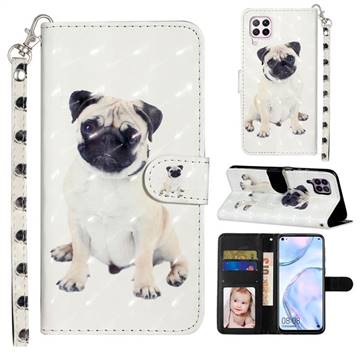 Pug Dog 3D Leather Phone Holster Wallet Case for Huawei P40 Lite
