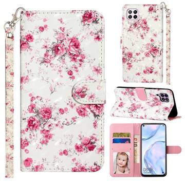 Rambler Rose Flower 3D Leather Phone Holster Wallet Case for Huawei P40 Lite