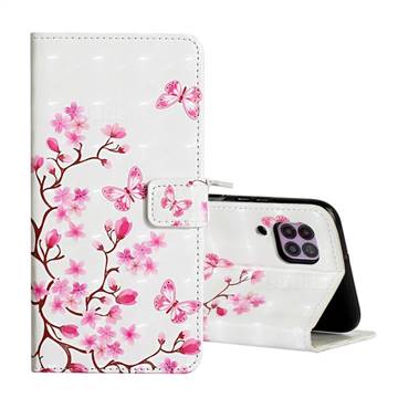 Butterfly Sakura Flower 3D Painted Leather Phone Wallet Case for Huawei P40 Lite