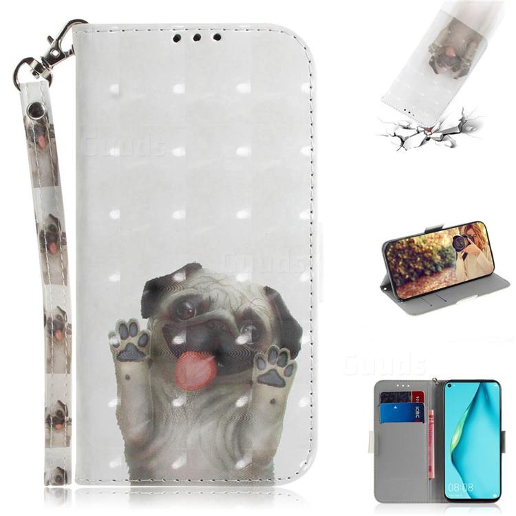 Pug Dog 3D Painted Leather Wallet Phone Case for Huawei P40 Lite