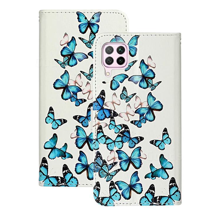 Blue Vivid Butterflies PU Leather Wallet Case for Huawei P40 Lite