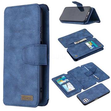 Binfen Color BF07 Frosted Zipper Bag Multifunction Leather Phone Wallet for Huawei P40 Lite - Blue