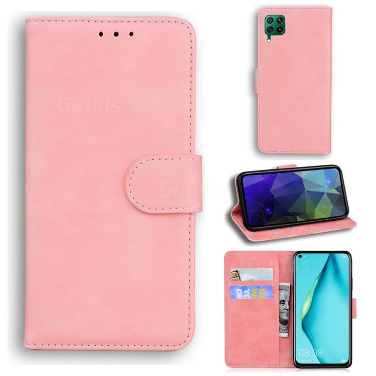 Retro Classic Skin Feel Leather Wallet Phone Case for Huawei P40 Lite - Pink