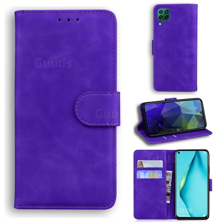 Retro Classic Skin Feel Leather Wallet Phone Case for Huawei P40 Lite - Purple