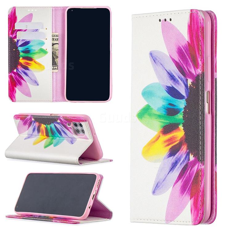 Sun Flower Slim Magnetic Attraction Wallet Flip Cover for Huawei P40 Lite