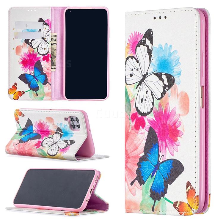Flying Butterflies Slim Magnetic Attraction Wallet Flip Cover for Huawei P40 Lite