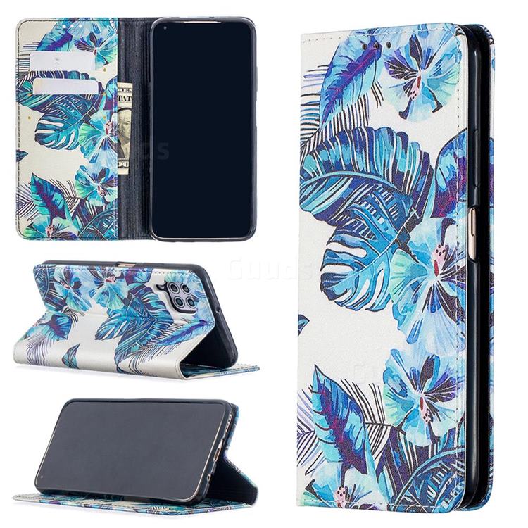 Blue Leaf Slim Magnetic Attraction Wallet Flip Cover for Huawei P40 Lite