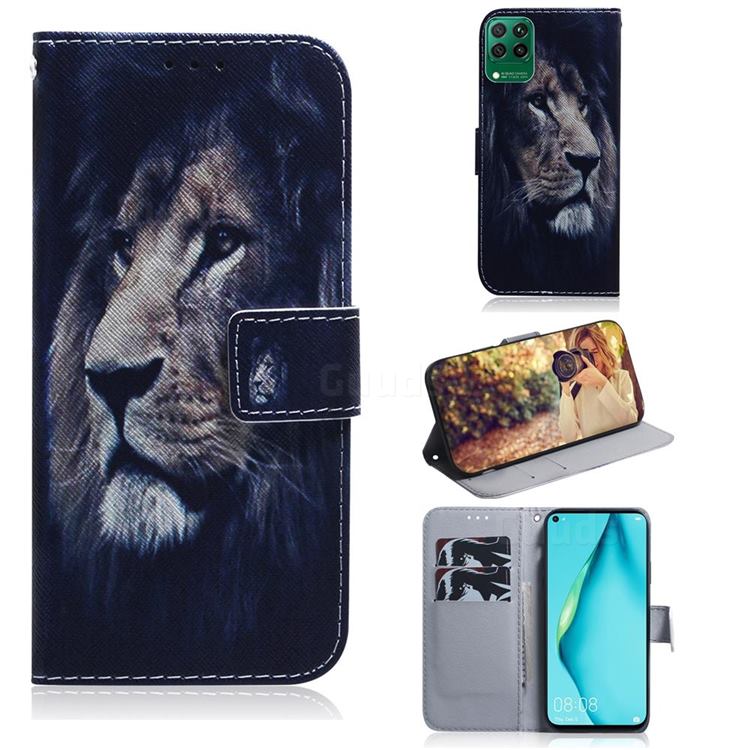 Lion Face PU Leather Wallet Case for Huawei P40 Lite