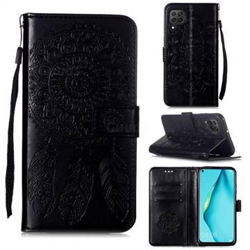 Embossing Dream Catcher Mandala Flower Leather Wallet Case for Huawei P40 Lite - Black