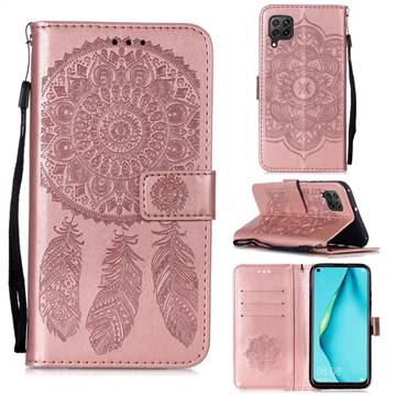 Embossing Dream Catcher Mandala Flower Leather Wallet Case for Huawei P40 Lite - Rose Gold