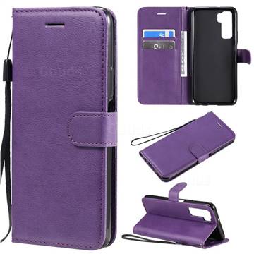 Retro Greek Classic Smooth PU Leather Wallet Phone Case for Huawei P40 Lite 5G - Purple