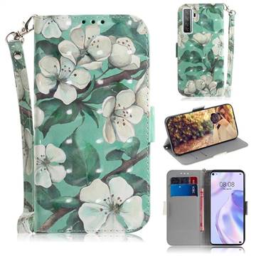Watercolor Flower 3D Painted Leather Wallet Phone Case for Huawei P40 Lite 5G