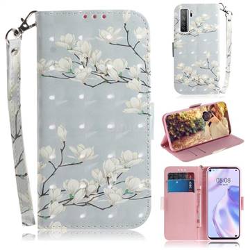 Magnolia Flower 3D Painted Leather Wallet Phone Case for Huawei P40 Lite 5G