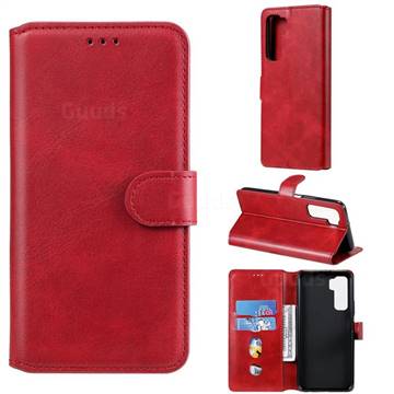 Retro Calf Matte Leather Wallet Phone Case for Huawei P40 Lite 5G - Red