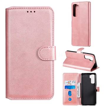 Retro Calf Matte Leather Wallet Phone Case for Huawei P40 Lite 5G - Pink