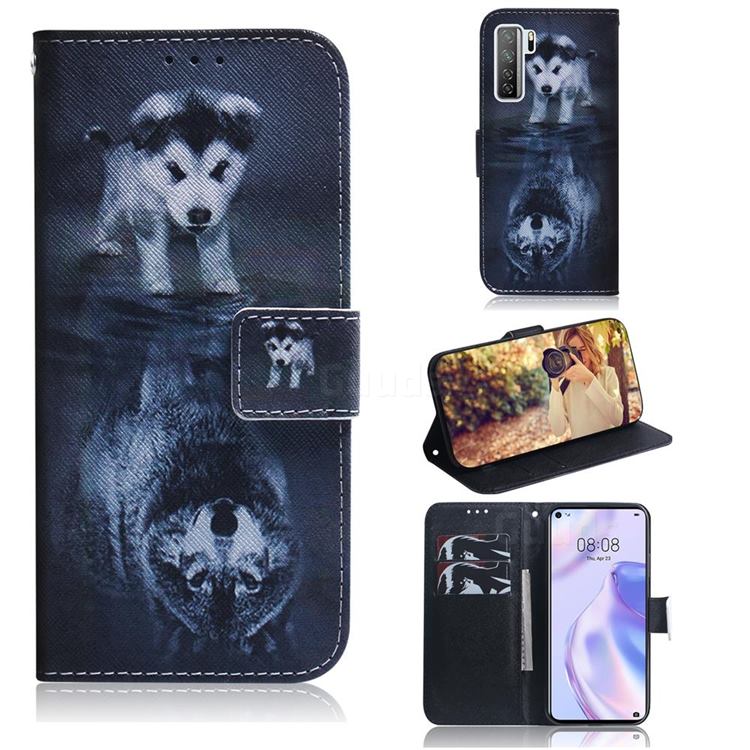 Wolf and Dog PU Leather Wallet Case for Huawei P40 Lite 5G