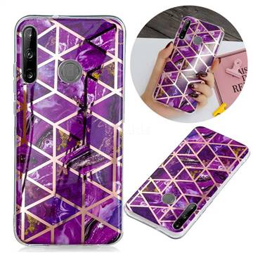 Purple Rhombus Galvanized Rose Gold Marble Phone Back Cover for Huawei P40 Lite E