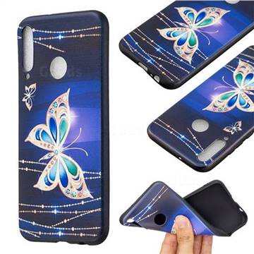 Golden Shining Butterfly 3D Embossed Relief Black Soft Back Cover for Huawei P40 Lite E