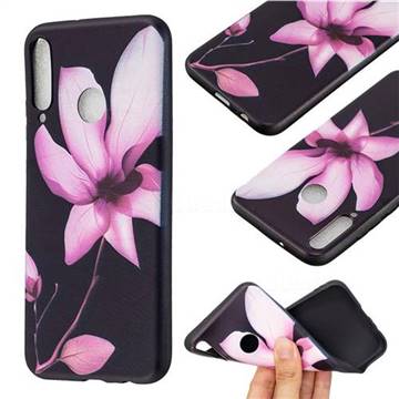 Lotus Flower 3D Embossed Relief Black Soft Back Cover for Huawei P40 Lite E