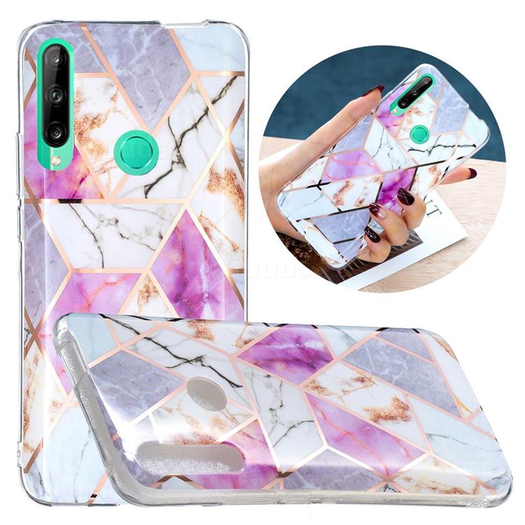 Purple and White Painted Marble Electroplating Protective Case for Huawei P40 Lite E