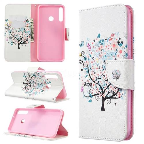Colorful Tree Leather Wallet Case for Huawei P40 Lite E