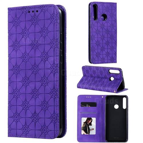 Intricate Embossing Four Leaf Clover Leather Wallet Case for Huawei P40 Lite E - Purple